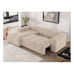 Narożnik MONIVA L - strona lewa - kremowy, plusz