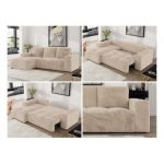 Narożnik MONIVA L - strona lewa - kremowy, plusz