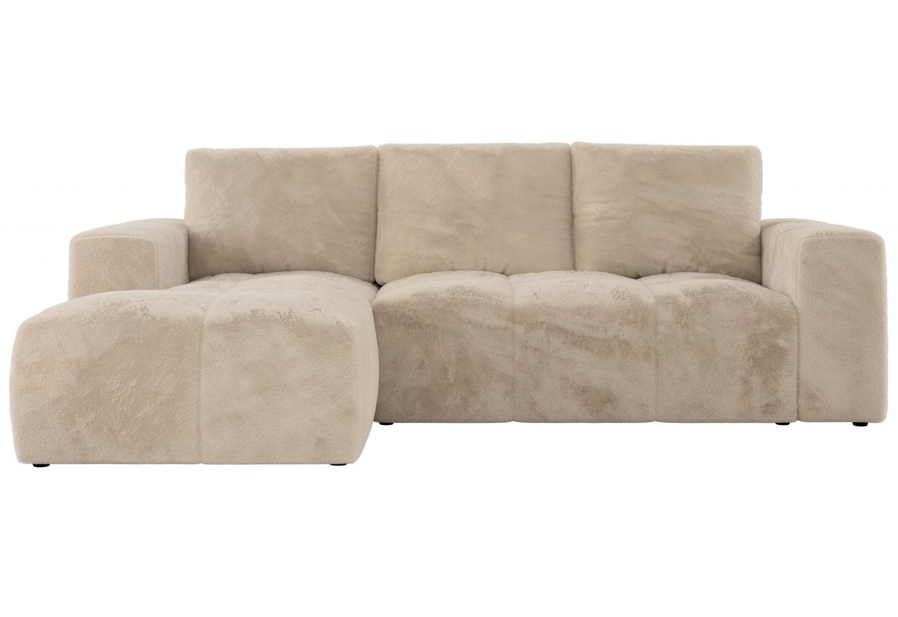 Narożnik MONIVA L - strona lewa - kremowy, plusz