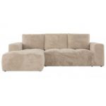 Narożnik MONIVA L - strona lewa - kremowy, plusz