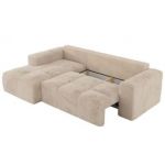 Narożnik MONIVA L - strona lewa - kremowy, plusz