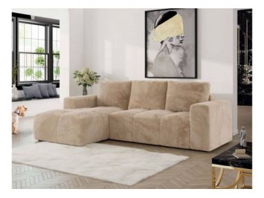 Narożnik MONIVA L - strona lewa - beżowy, plusz