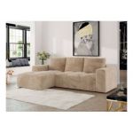 Narożnik MONIVA L - strona lewa - beżowy, plusz