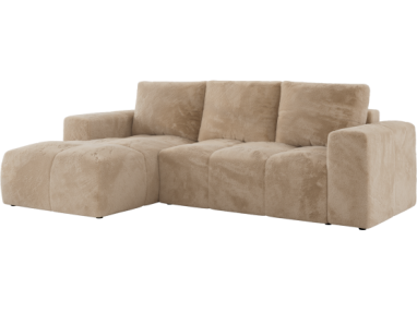 Narożnik MONIVA L - strona lewa - beżowy, plusz