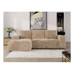 Narożnik MONIVA L - strona lewa - beżowy, plusz