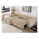 Narożnik MONIVA L - strona lewa - beżowy, plusz