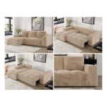 Narożnik MONIVA L - strona lewa - beżowy, plusz