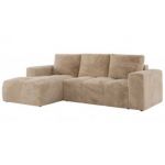 Narożnik MONIVA L - strona lewa - beżowy, plusz