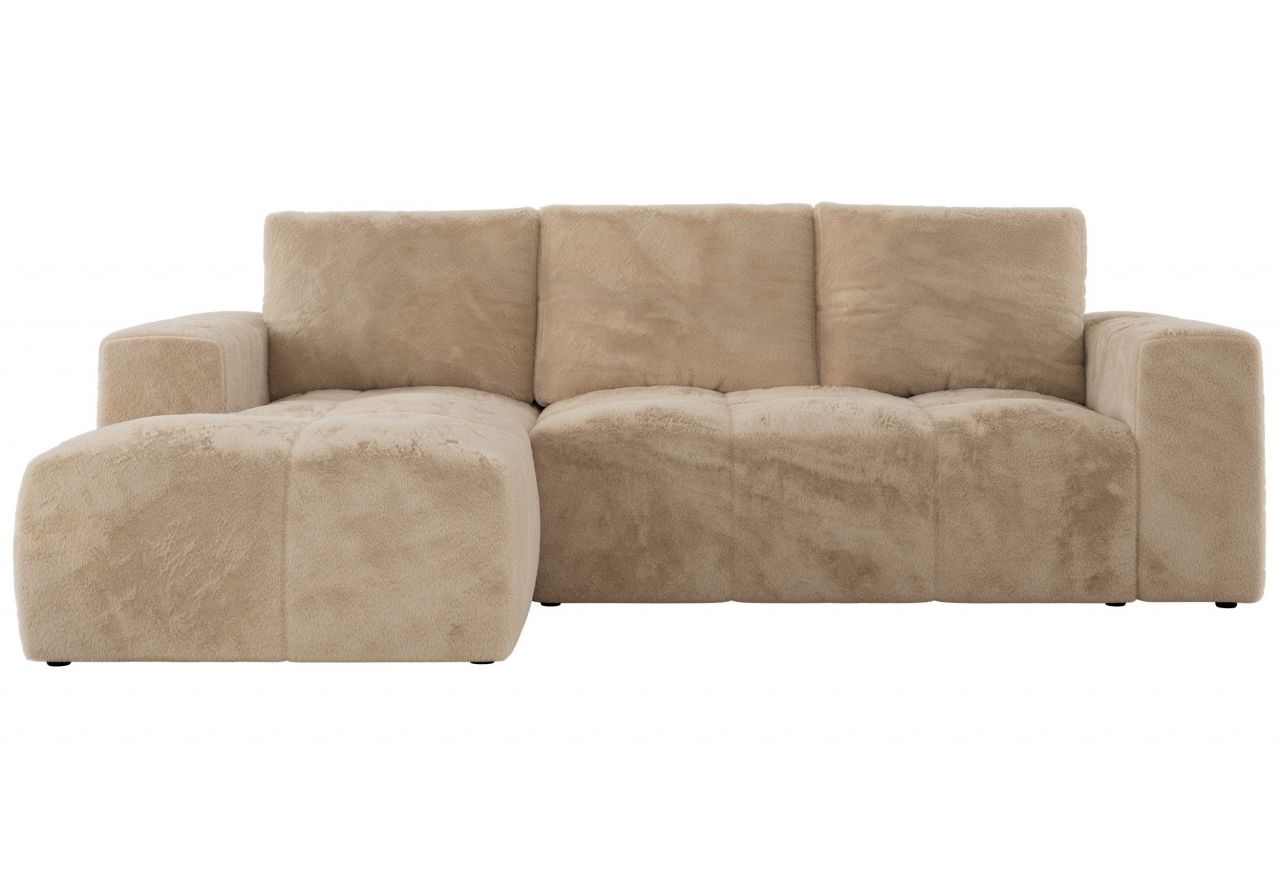 Narożnik MONIVA L - strona lewa - beżowy, plusz