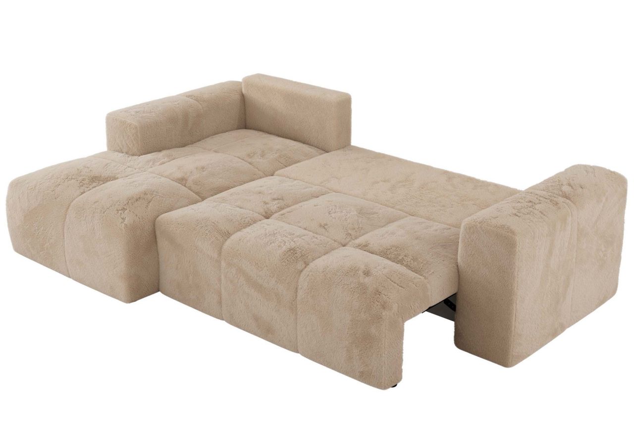 Narożnik MONIVA L - strona lewa - beżowy, plusz