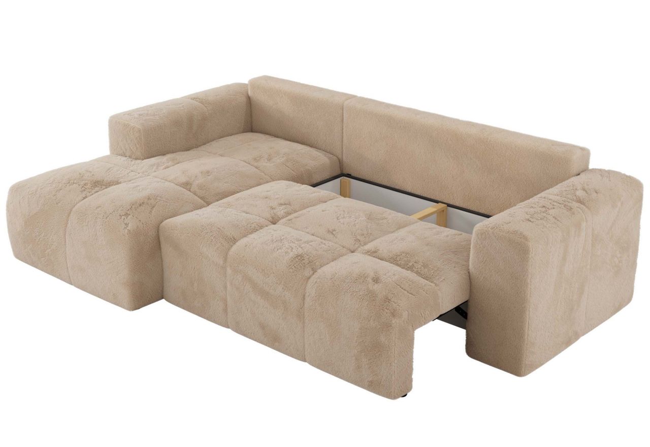 Narożnik MONIVA L - strona lewa - beżowy, plusz