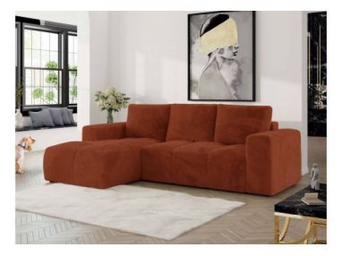 Narożnik MONIVA L - strona lewa - pomarańczowy, plusz