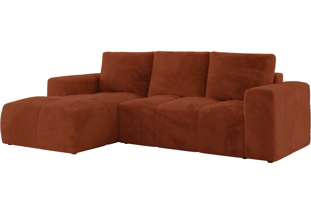 Narożnik MONIVA L - strona lewa - pomarańczowy, plusz