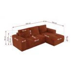 Narożnik MONIVA L - strona lewa - pomarańczowy, plusz