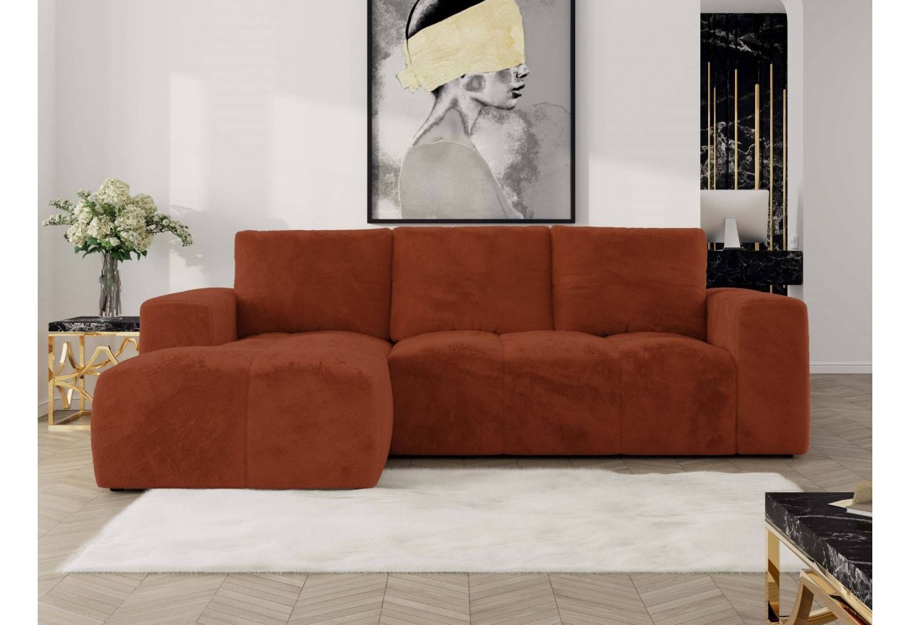 Narożnik MONIVA L - strona lewa - pomarańczowy, plusz