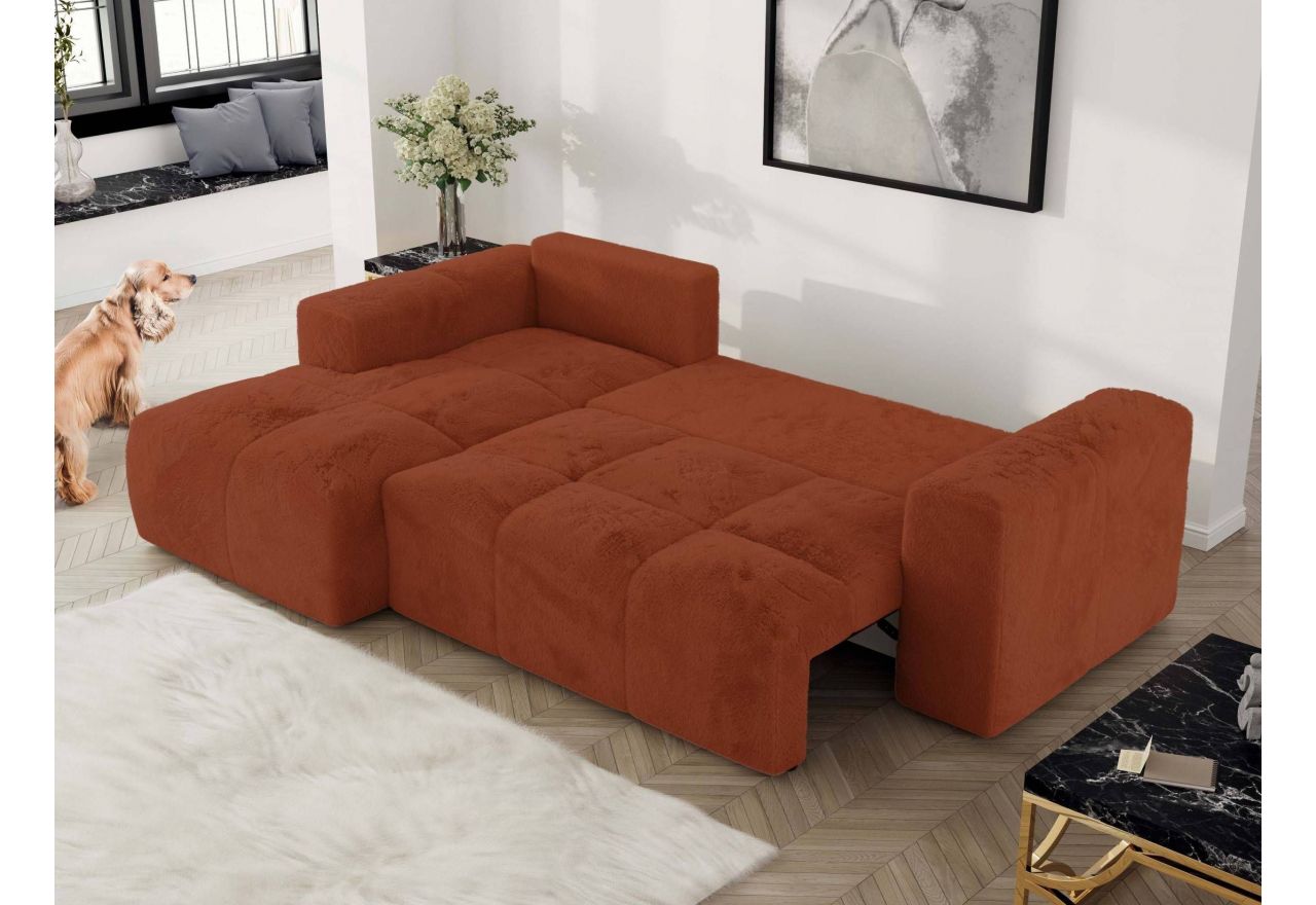 Narożnik MONIVA L - strona lewa - pomarańczowy, plusz