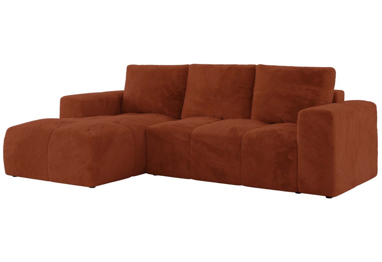 Narożnik MONIVA L - strona lewa - pomarańczowy, plusz