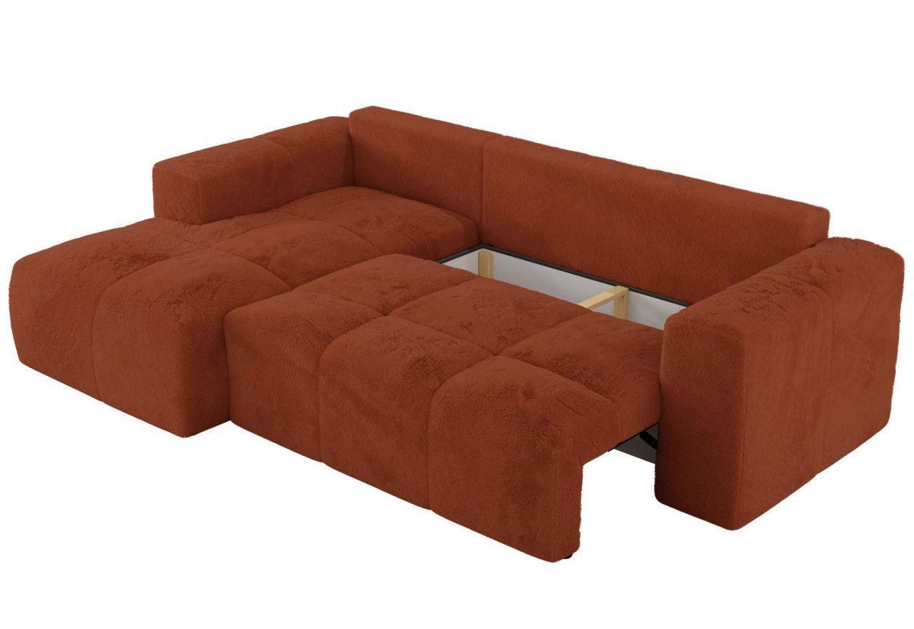 Narożnik MONIVA L - strona lewa - pomarańczowy, plusz