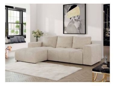 Narożnik MONIVA L - strona lewa - beżowy, welwet