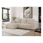 Narożnik MONIVA L - strona lewa - beżowy, welwet