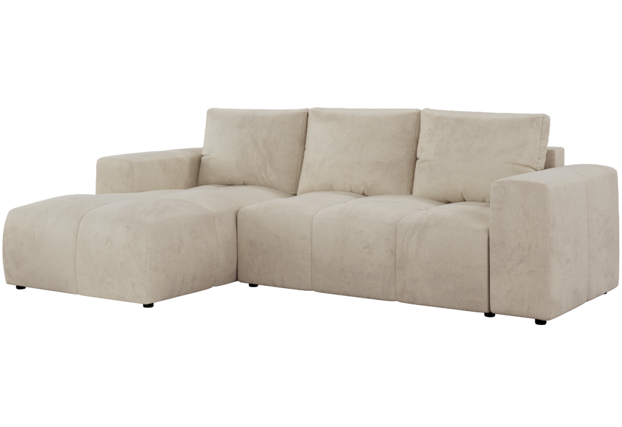 Narożnik MONIVA L - strona lewa - beżowy, welwet