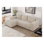 Narożnik MONIVA L - strona lewa - beżowy, welwet