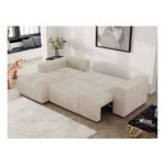 Narożnik MONIVA L - strona lewa - beżowy, welwet