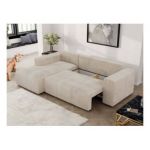 Narożnik MONIVA L - strona lewa - beżowy, welwet