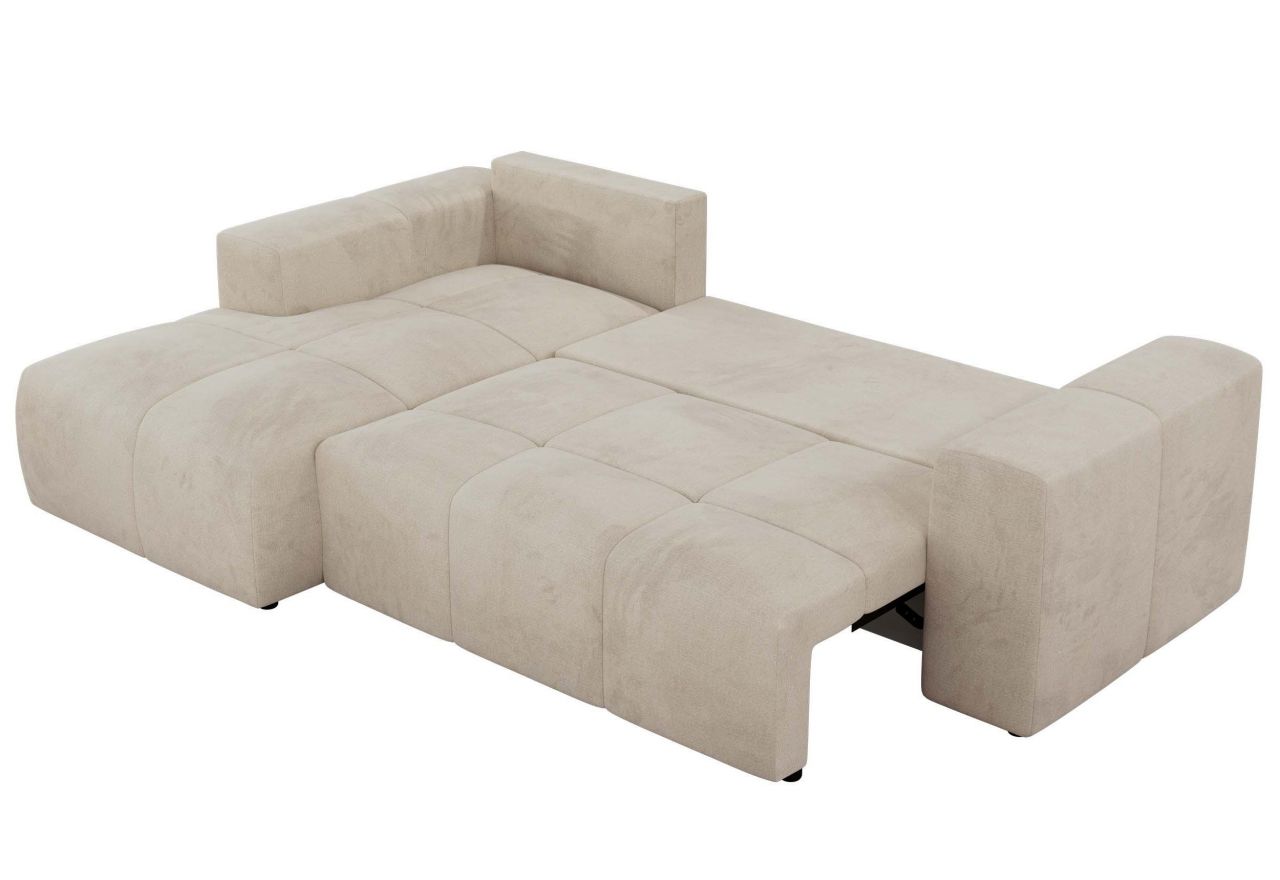 Narożnik MONIVA L - strona lewa - beżowy, welwet