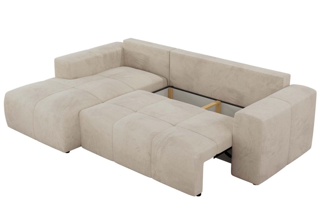 Narożnik MONIVA L - strona lewa - beżowy, welwet