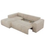 Narożnik MONIVA L - strona lewa - beżowy, welwet