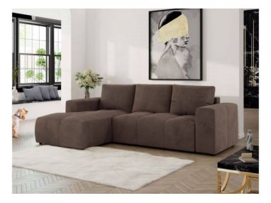 Narożnik MONIVA L - strona lewa - brązowy, welwet