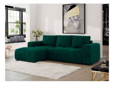 Narożnik MONIVA L - strona lewa - ciemnozielony, welwet