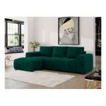 Narożnik MONIVA L - strona lewa - ciemnozielony, welwet