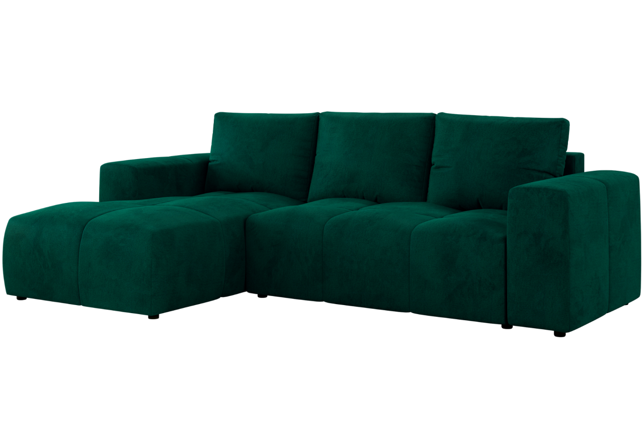 Narożnik MONIVA L - strona lewa - ciemnozielony, welwet