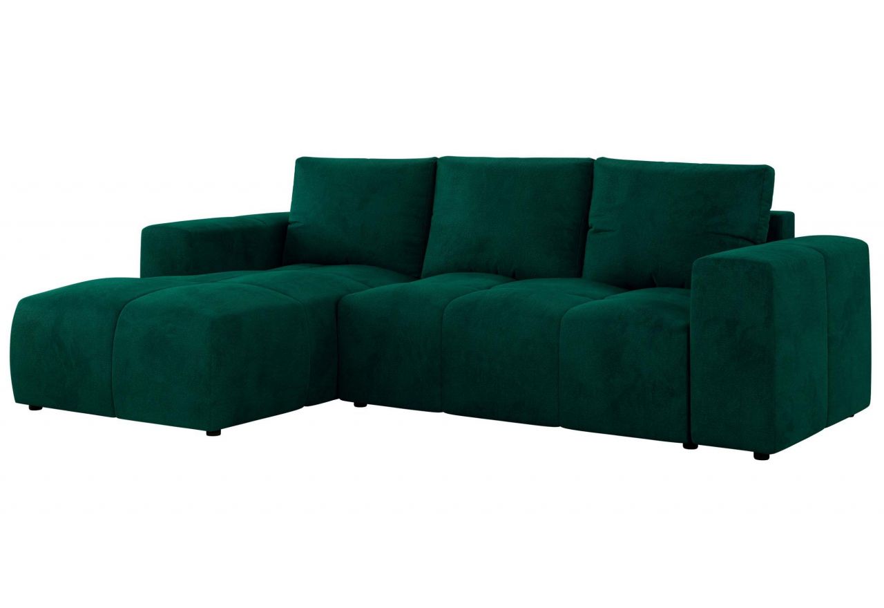 Narożnik MONIVA L - strona lewa - ciemnozielony, welwet