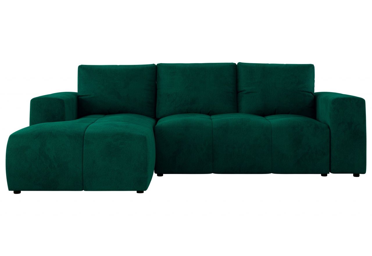 Narożnik MONIVA L - strona lewa - ciemnozielony, welwet