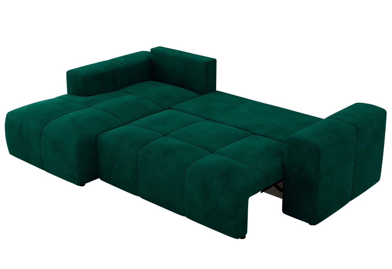 Narożnik MONIVA L - strona lewa - ciemnozielony, welwet