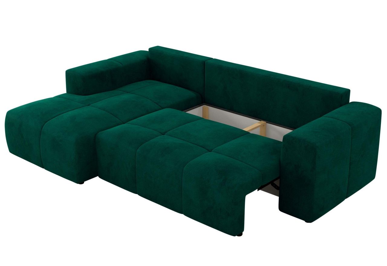 Narożnik MONIVA L - strona lewa - ciemnozielony, welwet
