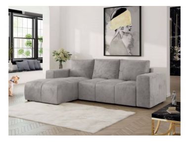 Narożnik MONIVA L - strona lewa - jasnoszary, welwet