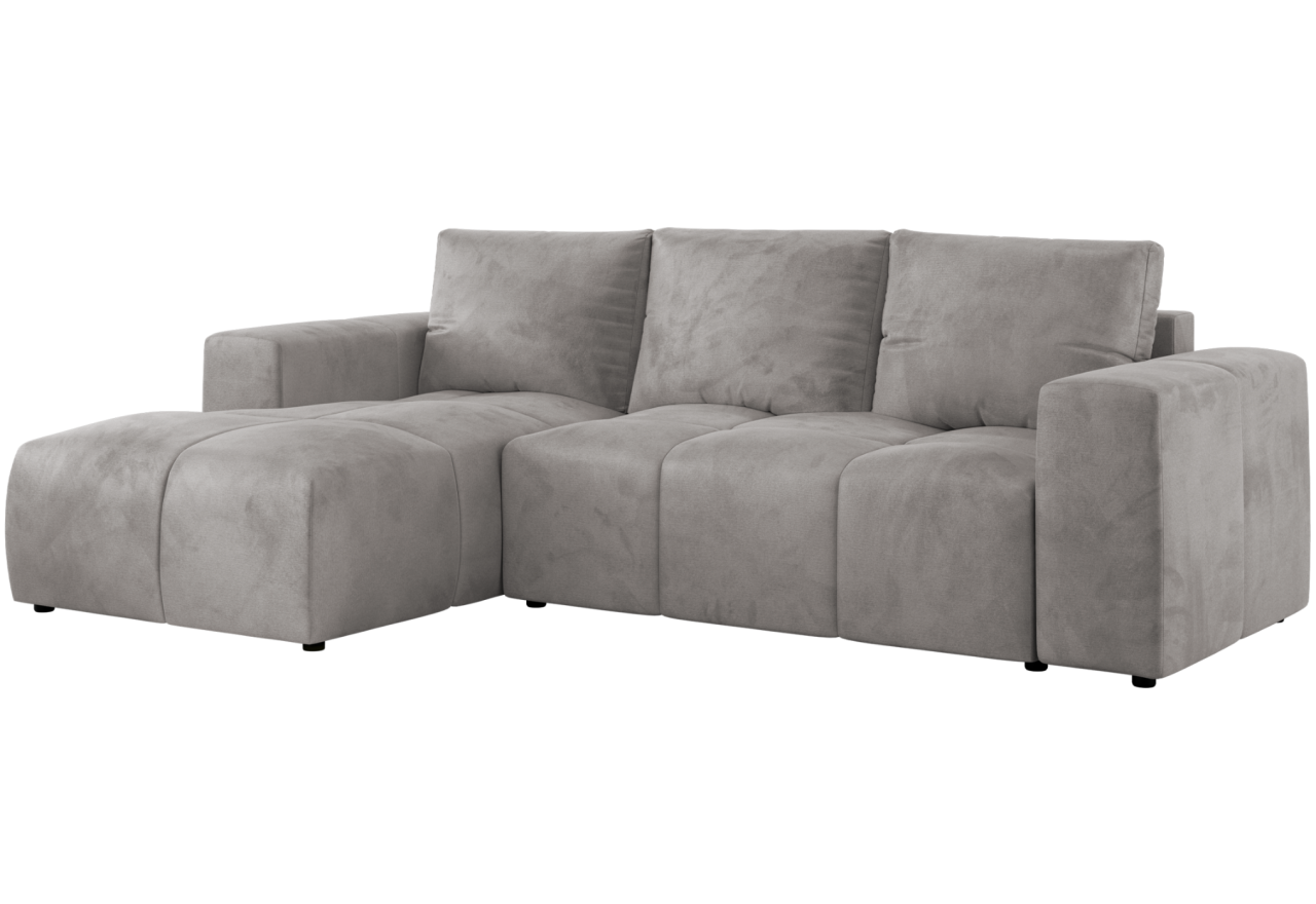 Narożnik MONIVA L - strona lewa - jasnoszary, welwet