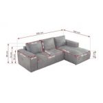 Narożnik MONIVA L - strona lewa - jasnoszary, welwet