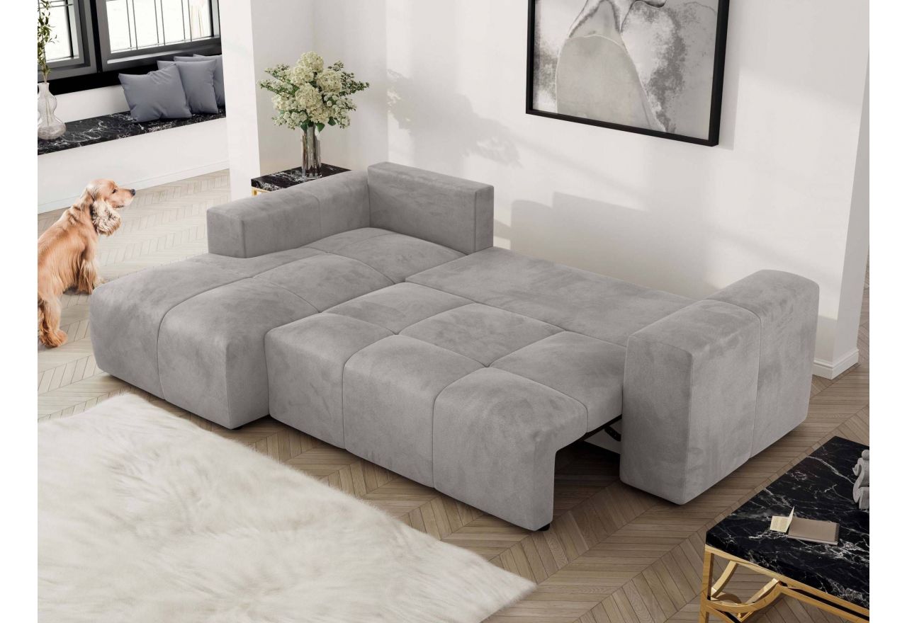 Narożnik MONIVA L - strona lewa - jasnoszary, welwet