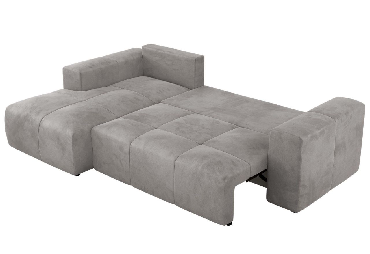 Narożnik MONIVA L - strona lewa - jasnoszary, welwet