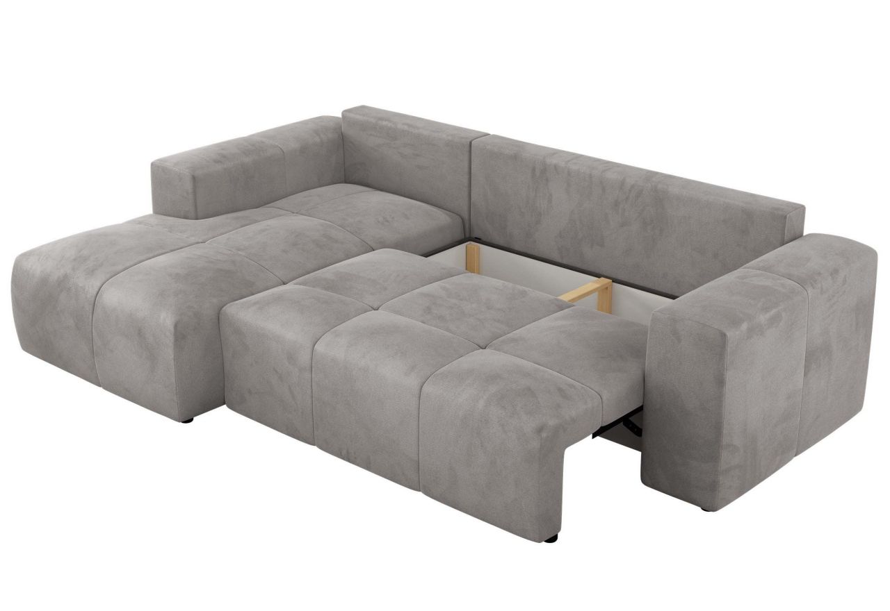 Narożnik MONIVA L - strona lewa - jasnoszary, welwet