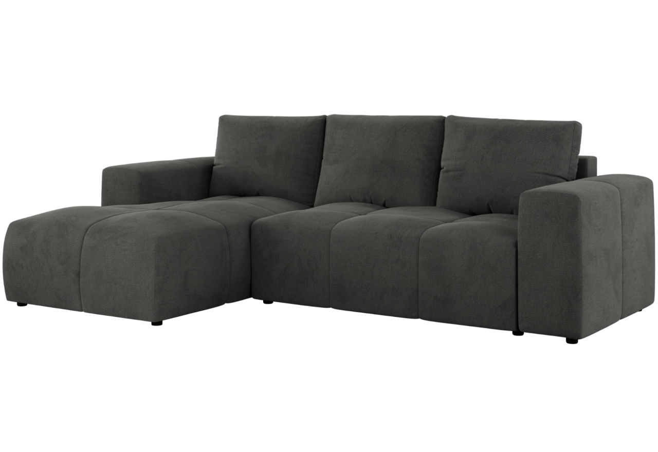 Narożnik MONIVA L - strona lewa - ciemnoszary, welwet