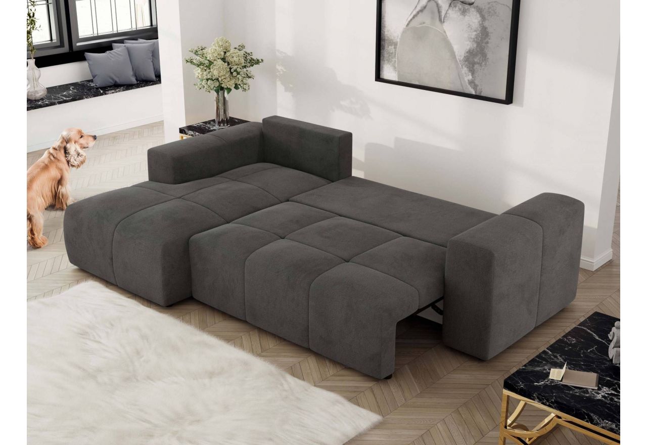 Narożnik MONIVA L - strona lewa - ciemnoszary, welwet