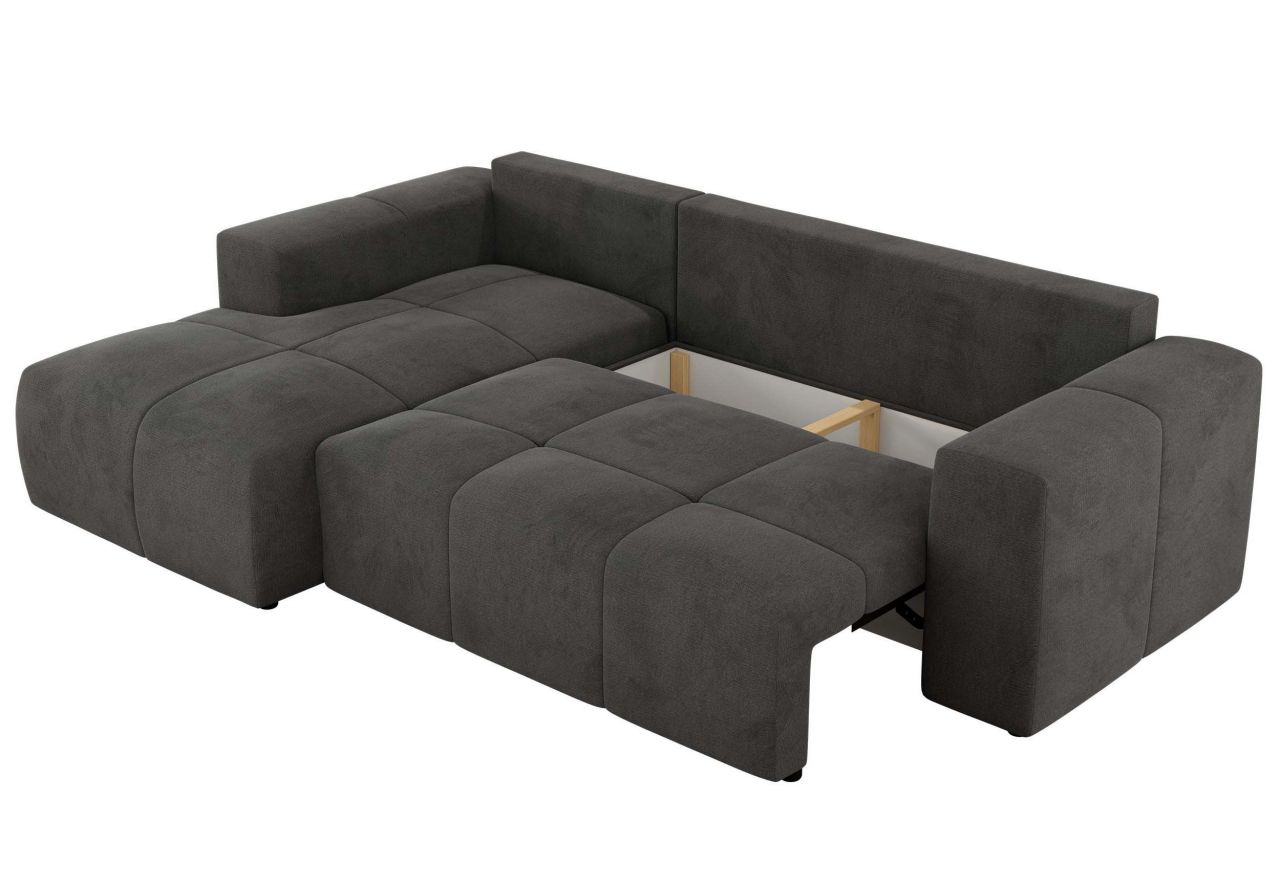 Narożnik MONIVA L - strona lewa - ciemnoszary, welwet