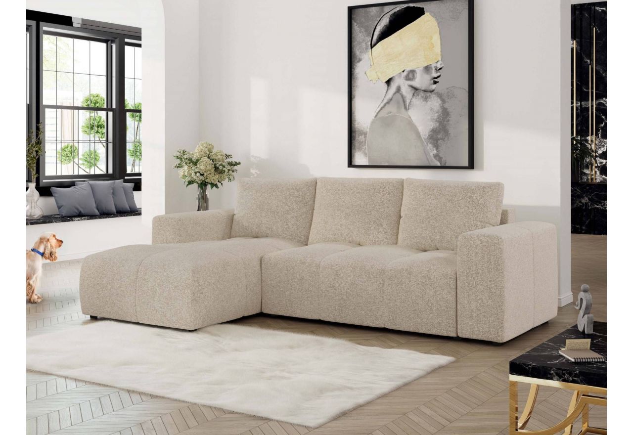 Narożnik MONIVA L - strona lewa - kremowy, struktura