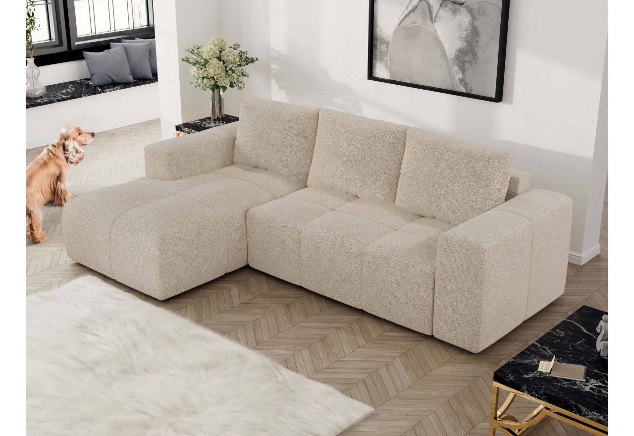 Narożnik MONIVA L - strona lewa - kremowy, struktura